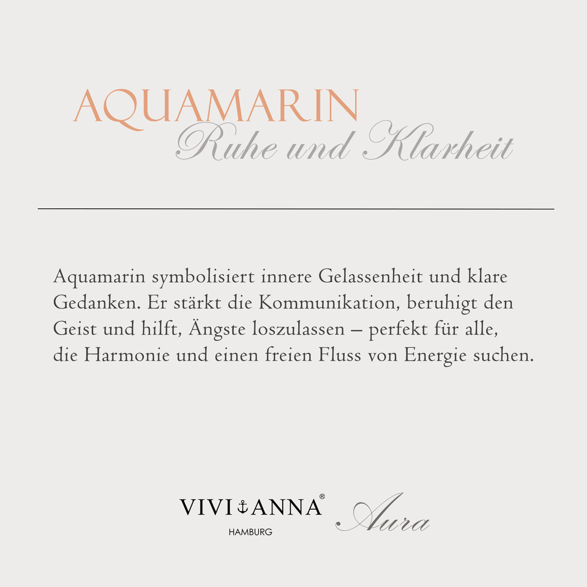 Infokarte zum Aquamarin mit Beschreibung der Bedeutung des Edelsteins
