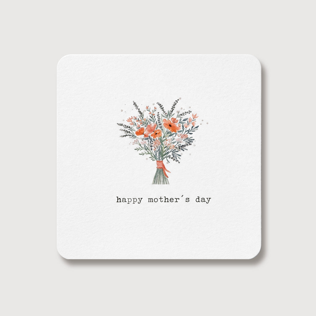 Grußkarte für Mama mit Blumenstrauß-Illustration und Text „happy mother's day“
