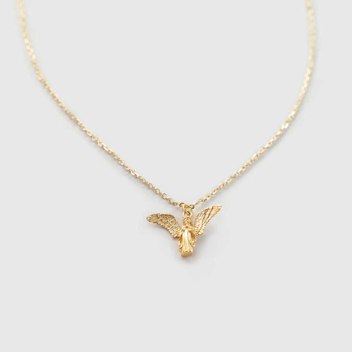 Filigrane Schutzengel Halskette - 925 Sterling Silber, Goldkette mit Schutzengel-Anhänger frontal