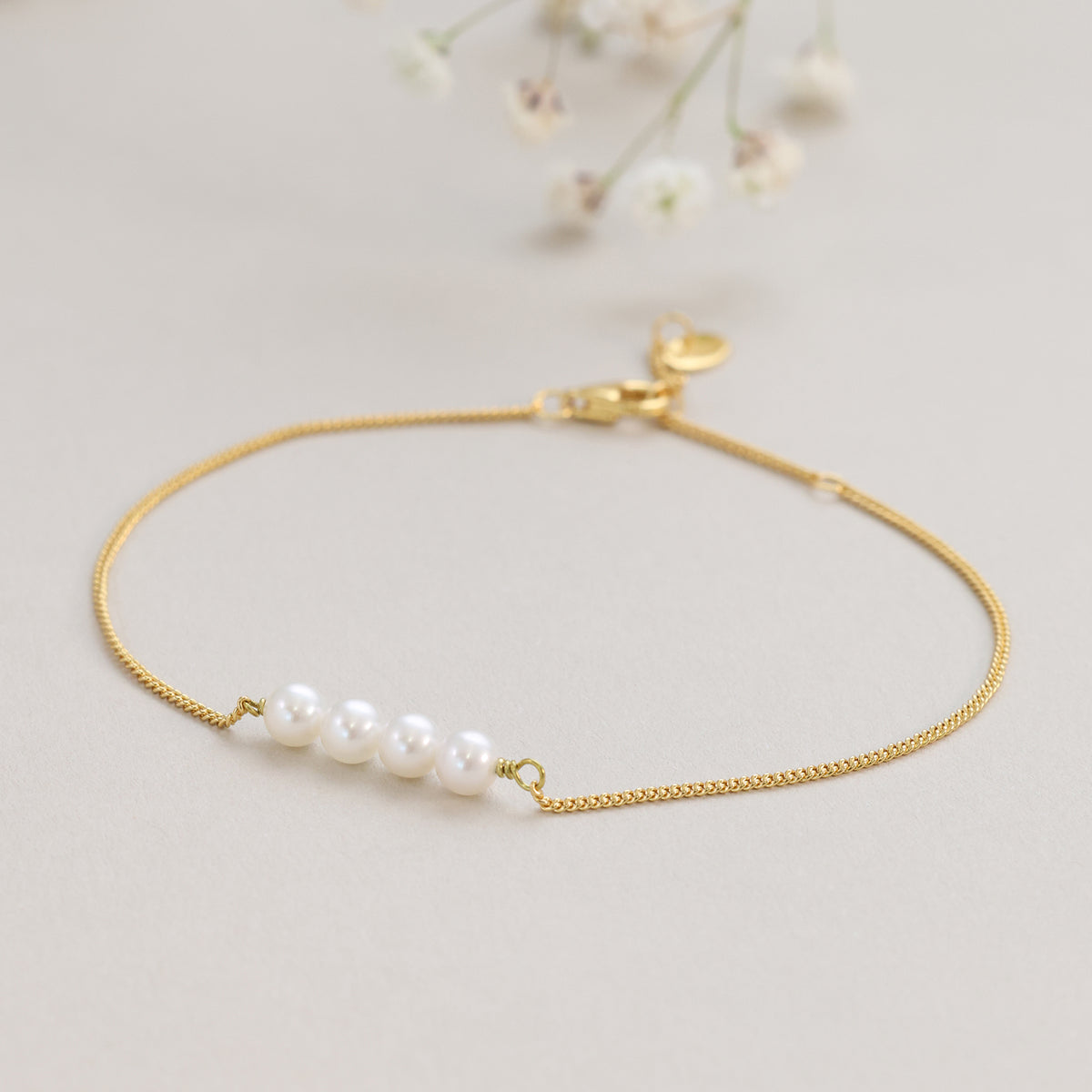 Armband mit Süßwasserperlen & Gravurplättchen - 925er Sterlingsilber