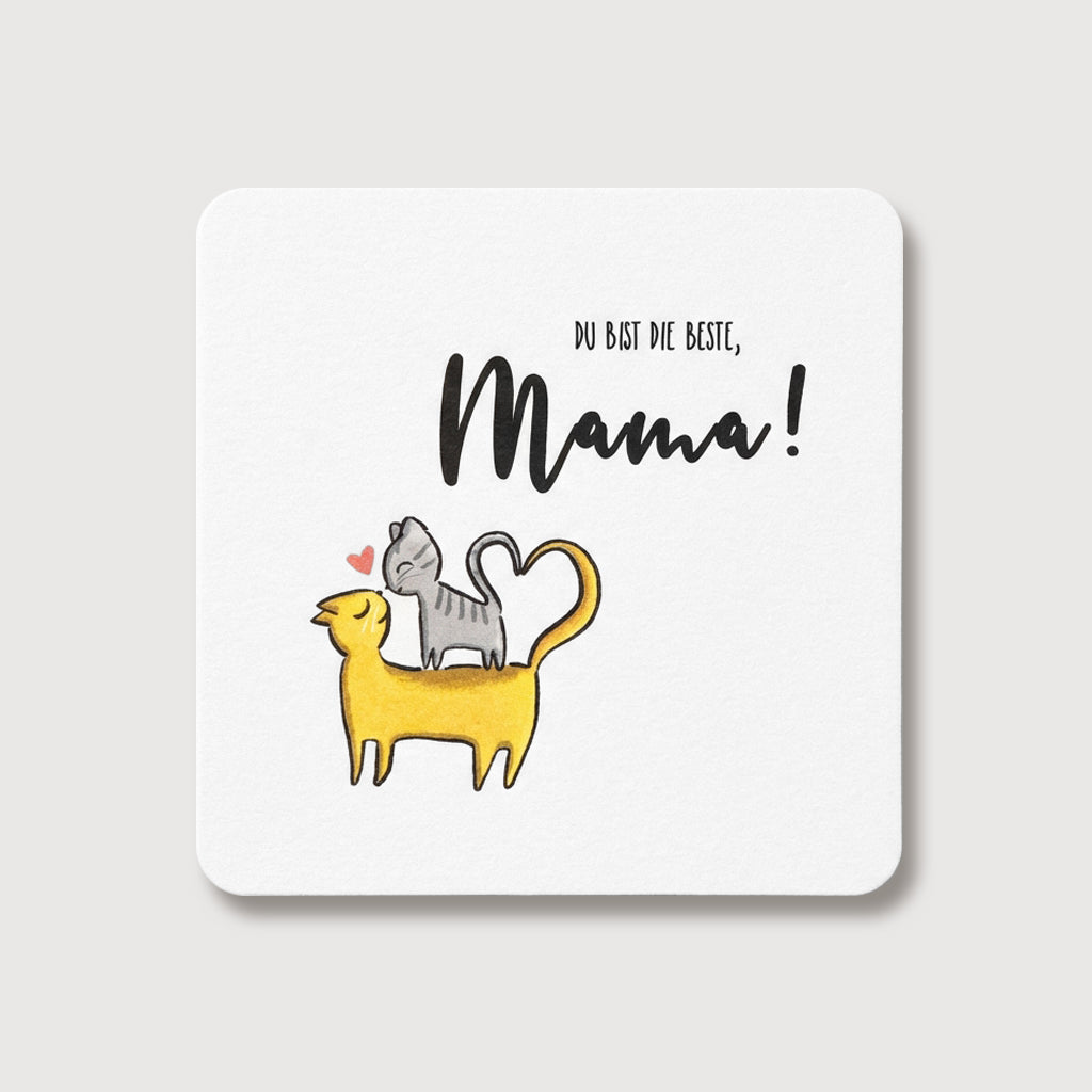 Grußkarte für Mama mit Katzen-Illustration und Spruch „Du bist die beste, Mama!“