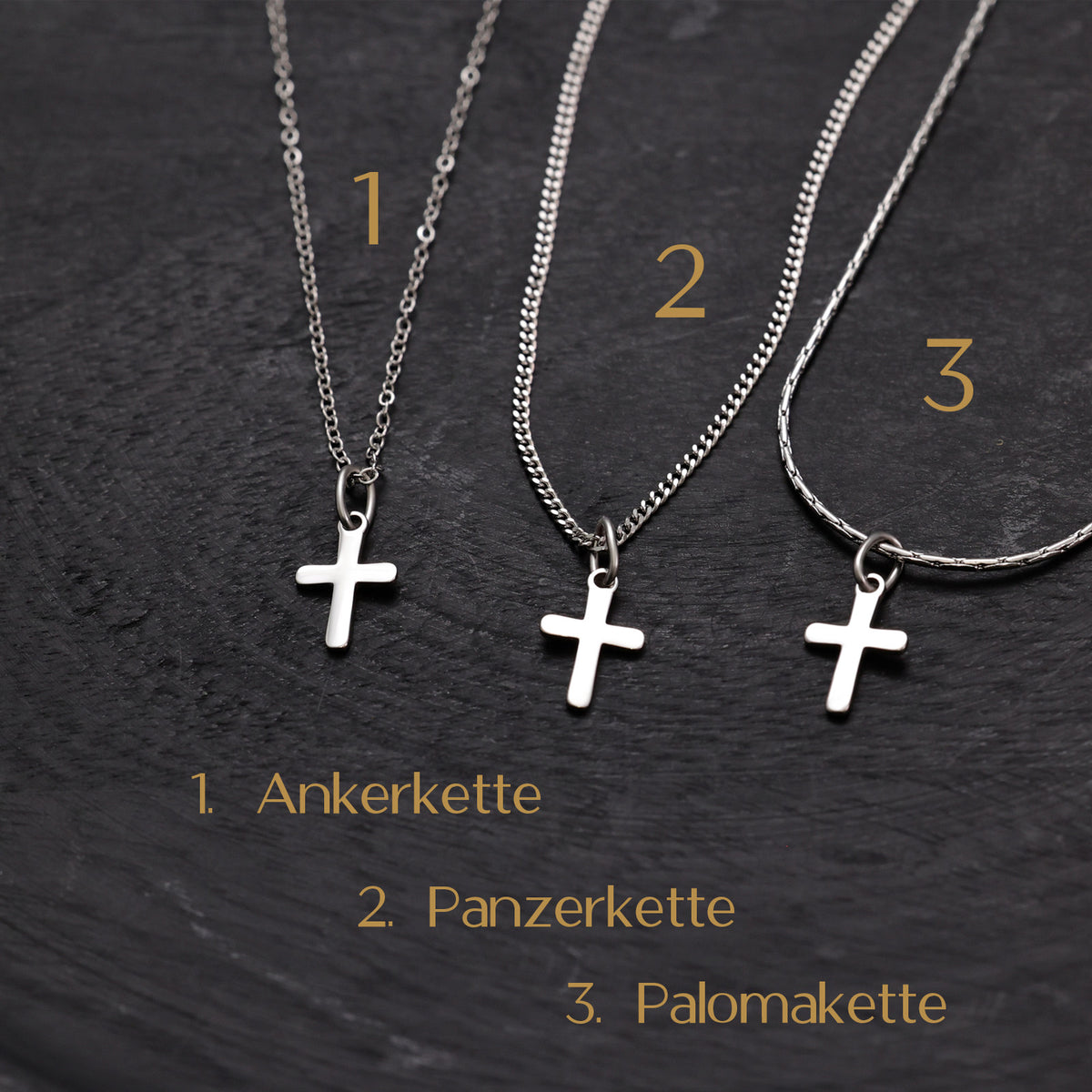 Mini-Kreuzkette – Auswahl der Kettenarten Ankerkette, Panzerkette und Palomakette
