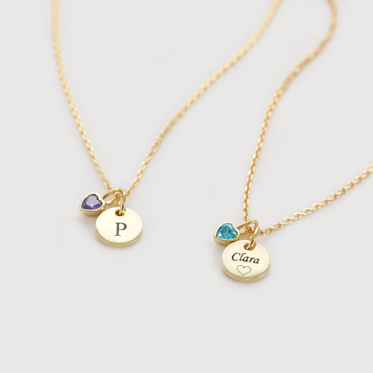 Mini-Medaillon-Kette mit Herz-Geburtssteinen – Geburtsstein November Topas und Citrin | VIVIANNASCHMUCK