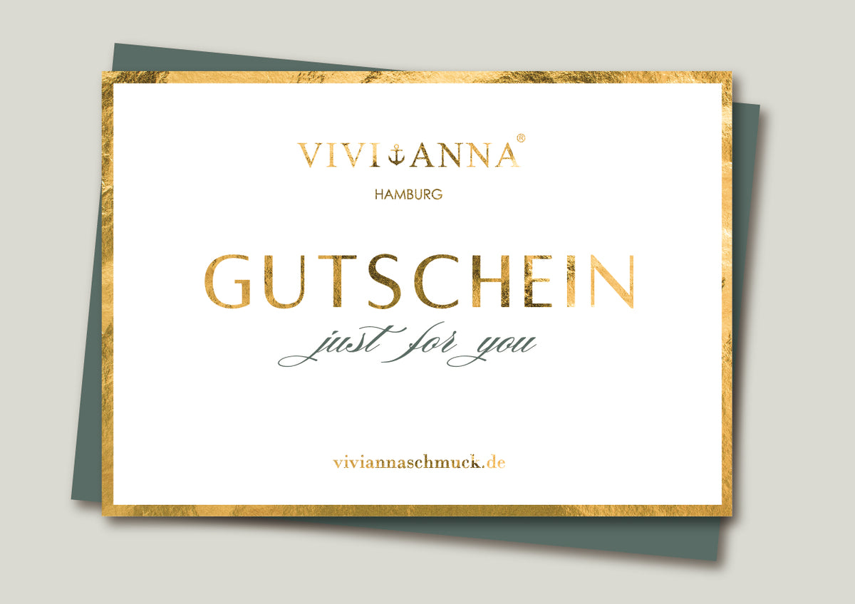 VIVIANNA Geschenkgutschein-Karte mit goldener Prägung 'Gutschein just for you'