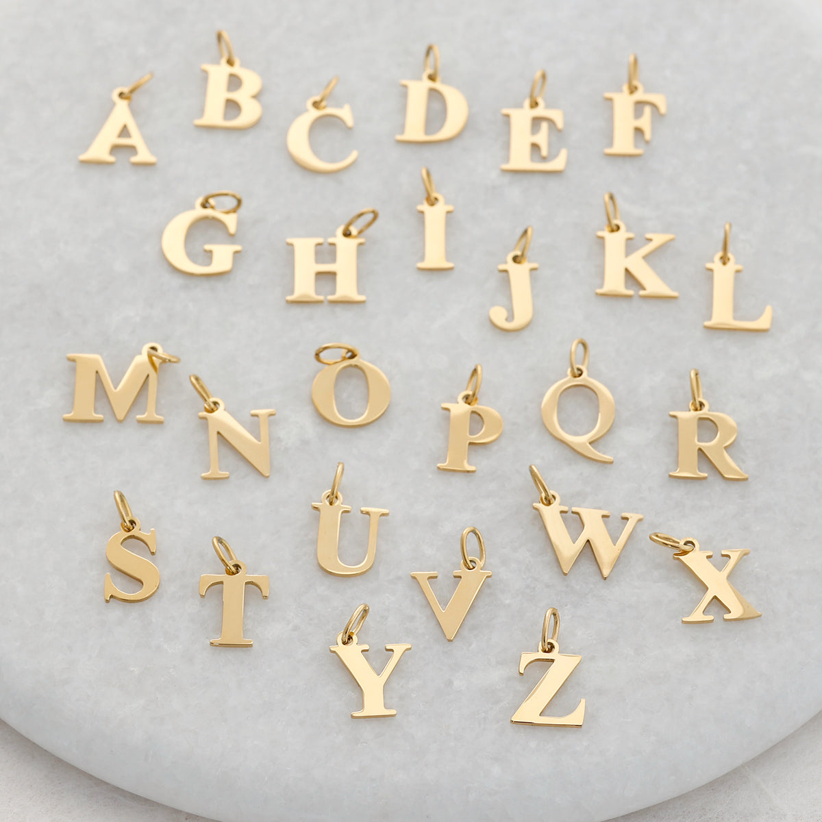 Initialen Kette – alle 26 Buchstaben als goldene Anhänger zur Auswahl