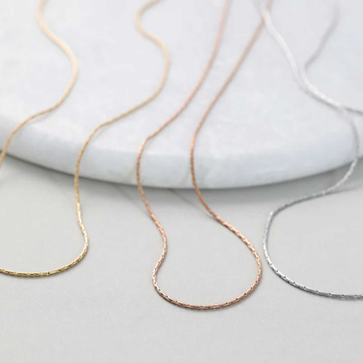 Palomakette - Herringbone Kette in Gold, Roségold und Silber im Farbvergleich