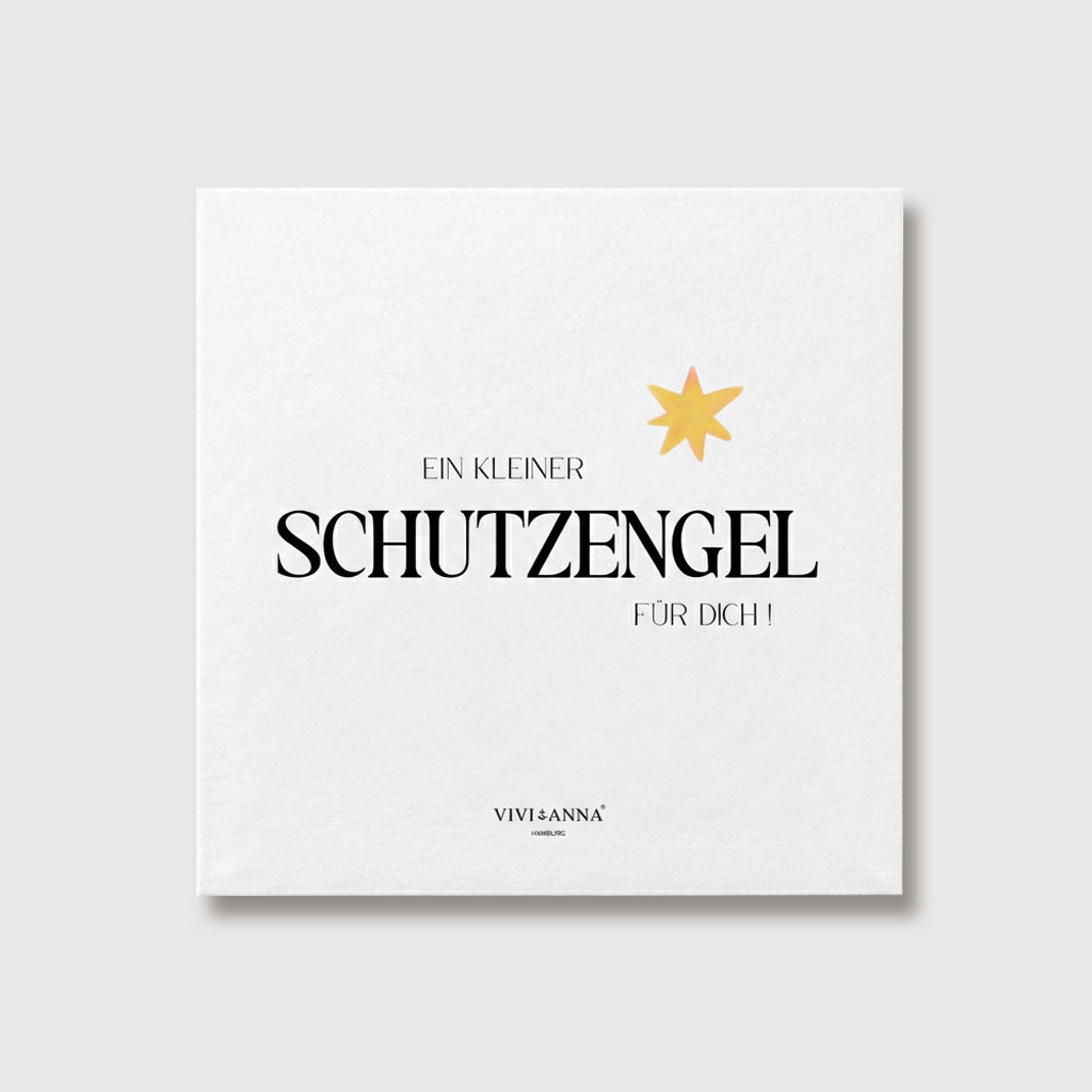 Grußkarte Schutzengel – Vorderseite flach liegend mit Schriftzug Ein kleiner Schutzengel für dich