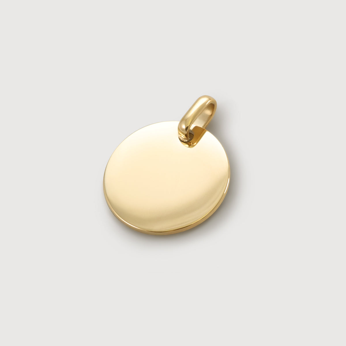 Zusatz-Gravurplättchen 14mm rund in Gold – glänzende Oberfläche mit Öse