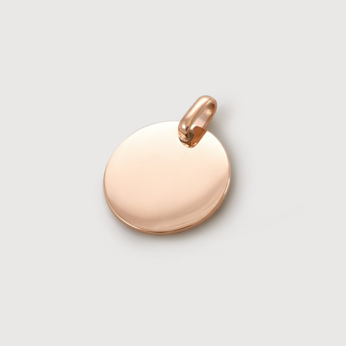 Zusatz-Gravurplättchen 14mm rund in Roségold – glänzende Oberfläche mit Öse