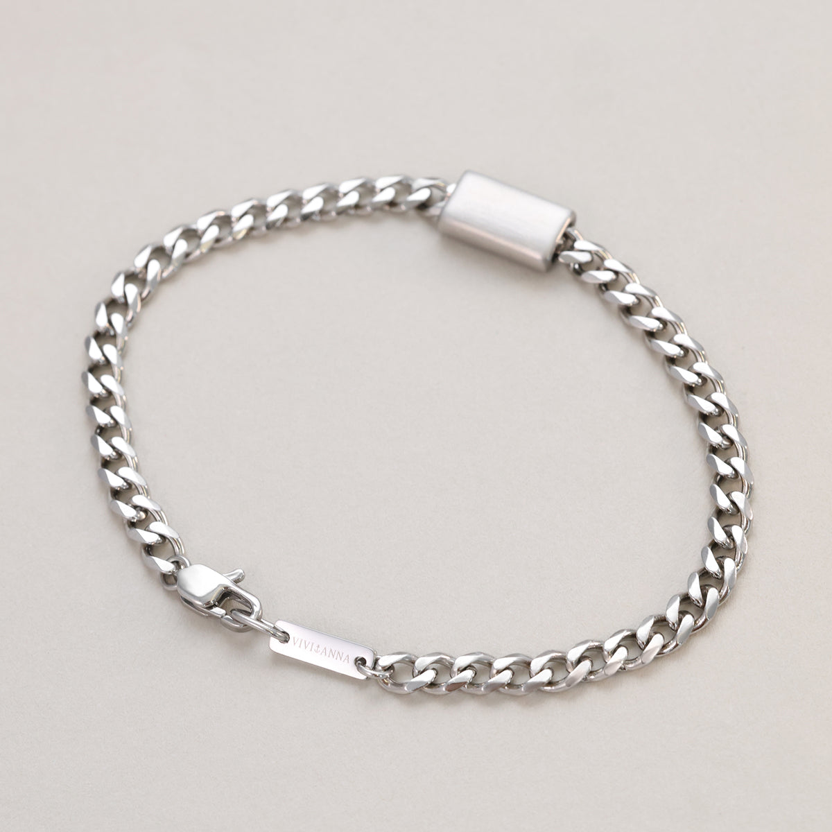 Herren Armband mit gravierbarer Perle – Edelstahl