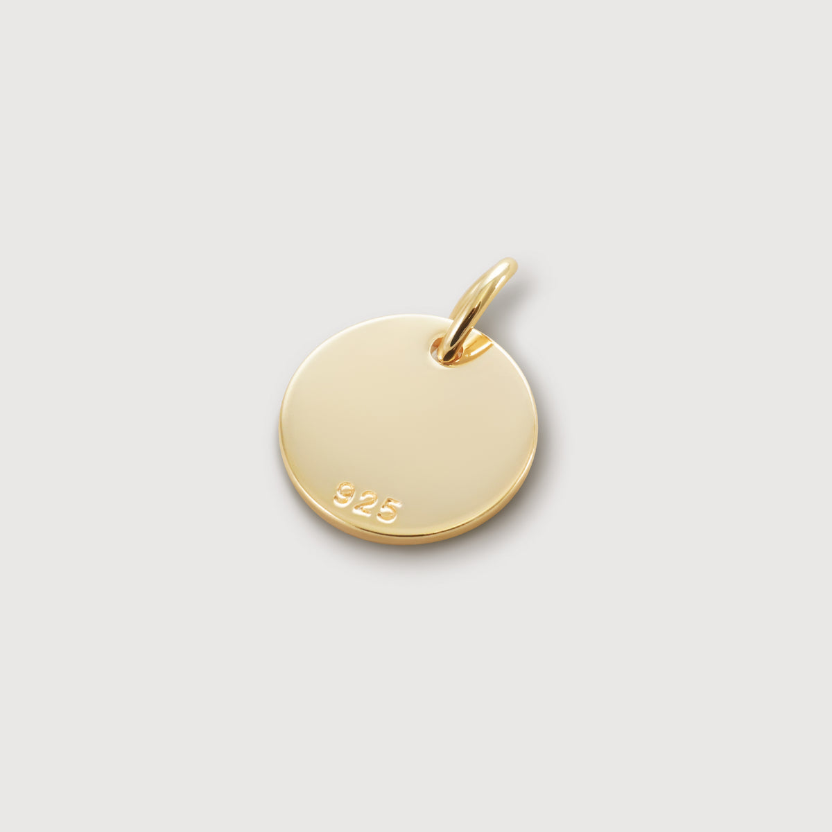 Zusatz-Gravurplättchen 12mm rund in Gold, Rückseite mit 925er Silberstempel