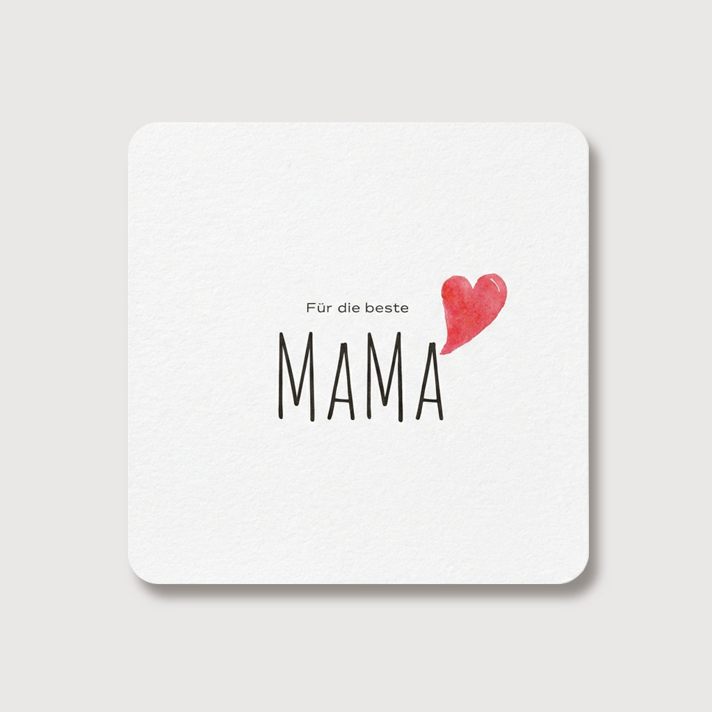Grußkarte für Mama „Für die beste MAMA“ mit rotem Aquarell-Herz-Akzent