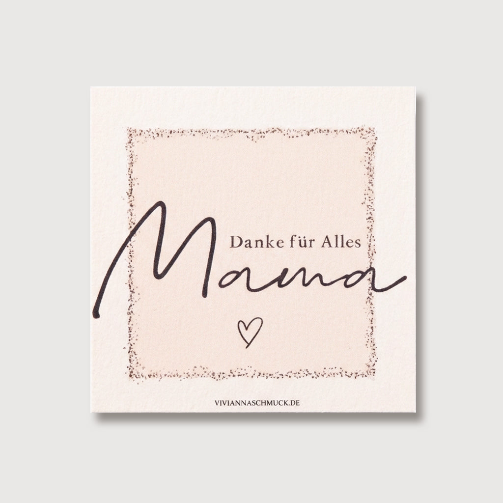 Grußkarte für Mama in Rosé mit gepunktetem Rahmen, Schriftzug „Mama, Danke für Alles“ und Herz