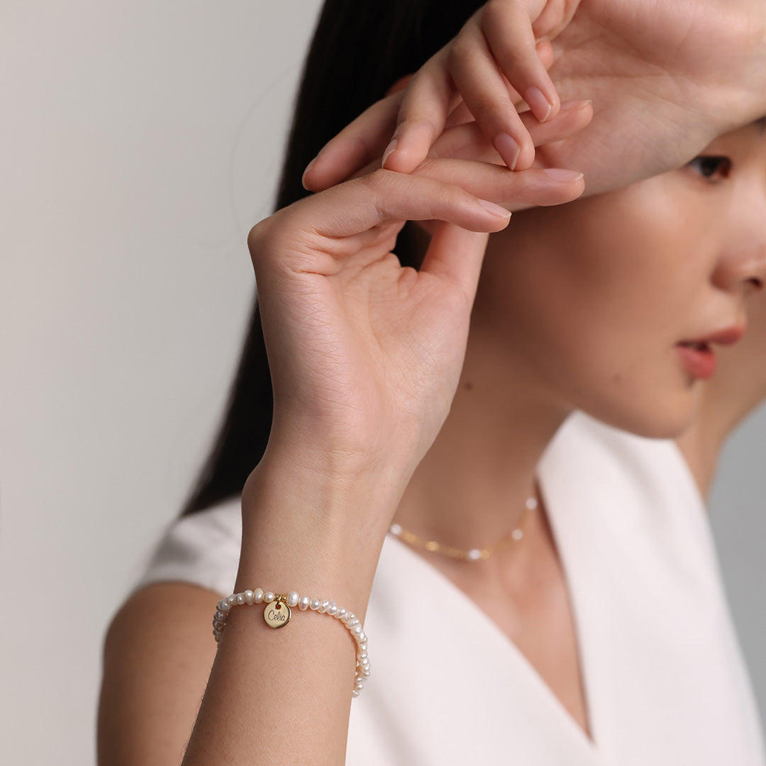 Video: Süßwasserperlen Armband mit Personalisierbarem Anhänger - 925er Sterling Silber Damen Armband