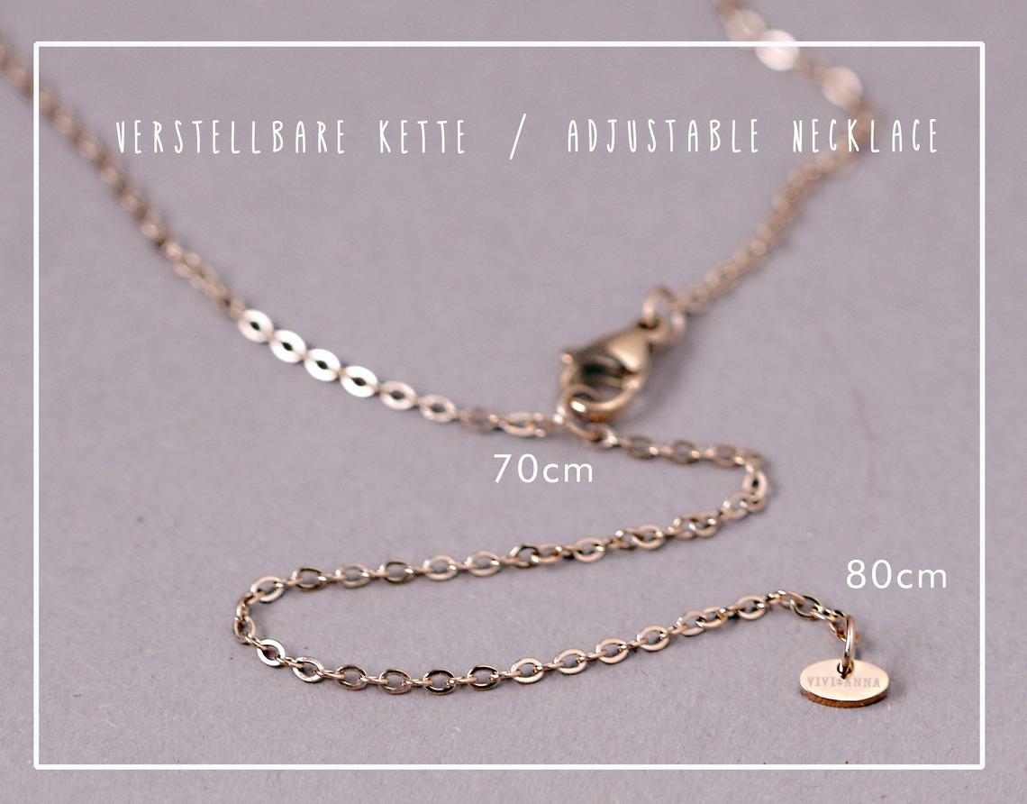 Medaillon Kette mit personalisierter Gravur – Größentabelle der verstellbaren Kettenlänge 70 und 80 cm